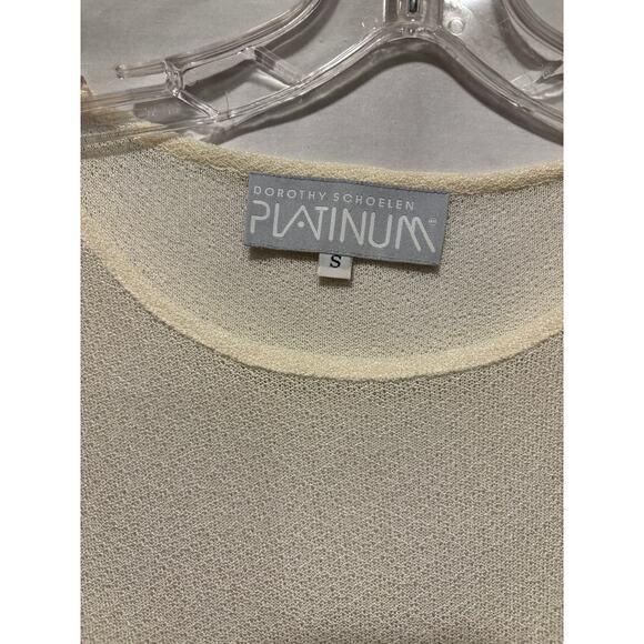 Platinum Dorothy Schoelen Sheer Vintage Cream Stretch Top Sz S Short Sleeve - Picture 6 of 6